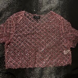 Pink Sparkle and Beaded Top New